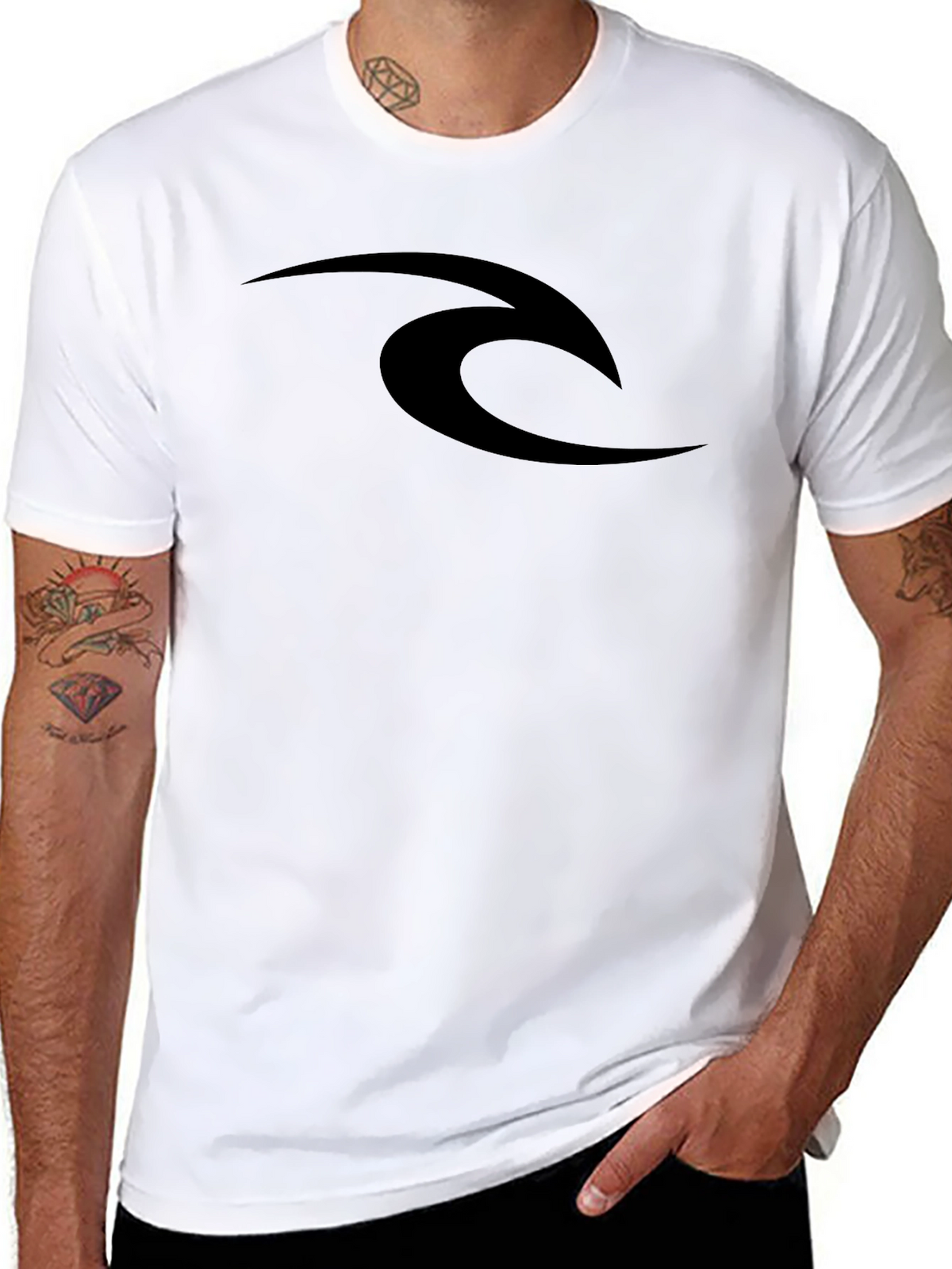Mens Black Graphic Tee - Sleek Wave Design