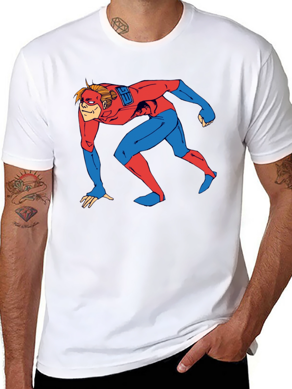 Superhero Crawl Graphic T-Shirt - Comic Book Style