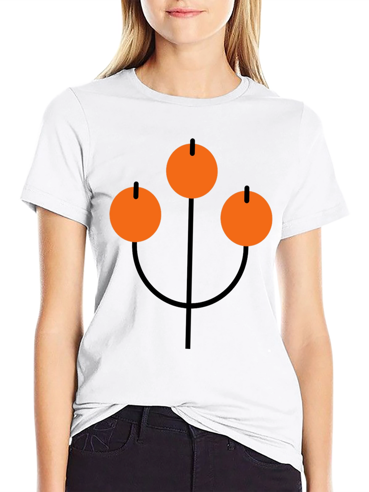 Abstract Orange Circle Graphic Black T-Shirt