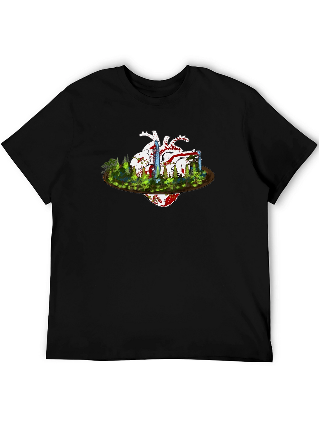 Heart & Nature Graphic Black T-Shirt