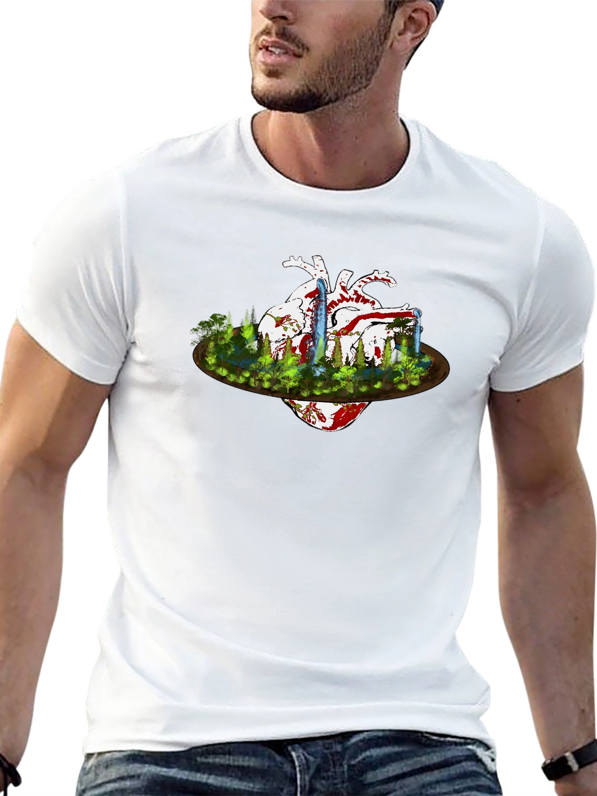 Heart & Nature Graphic Black T-Shirt