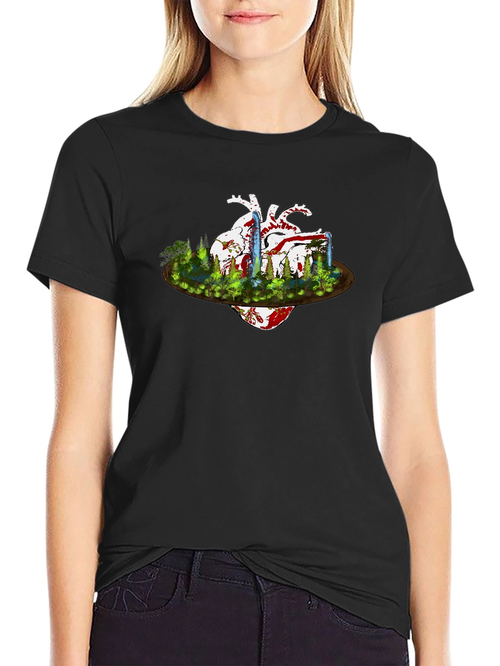 Heart & Nature Graphic Black T-Shirt