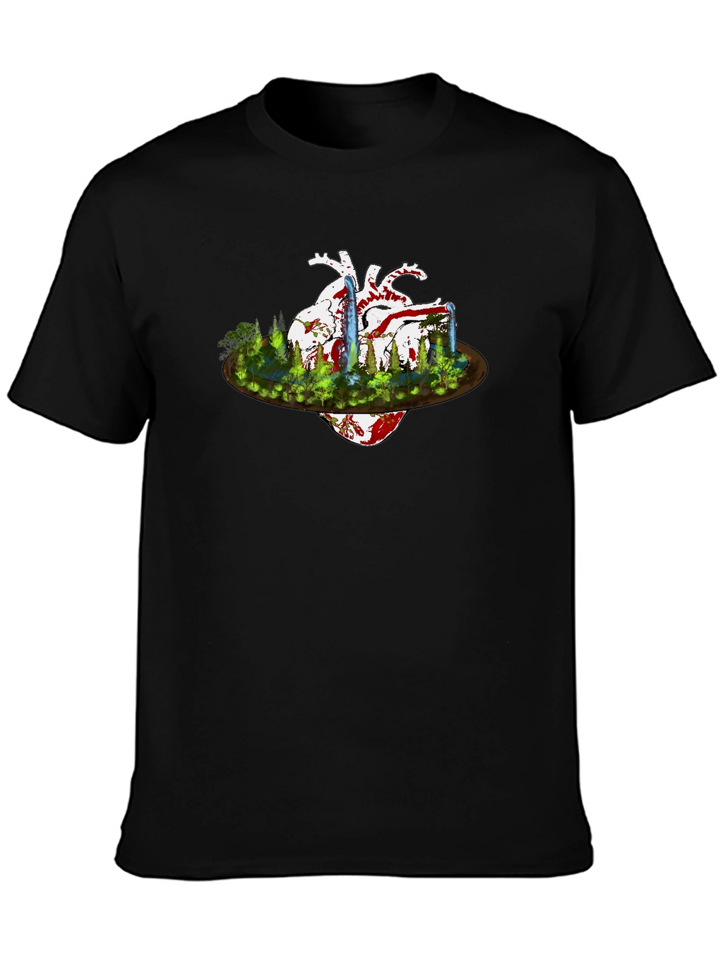 Heart & Nature Graphic Black T-Shirt