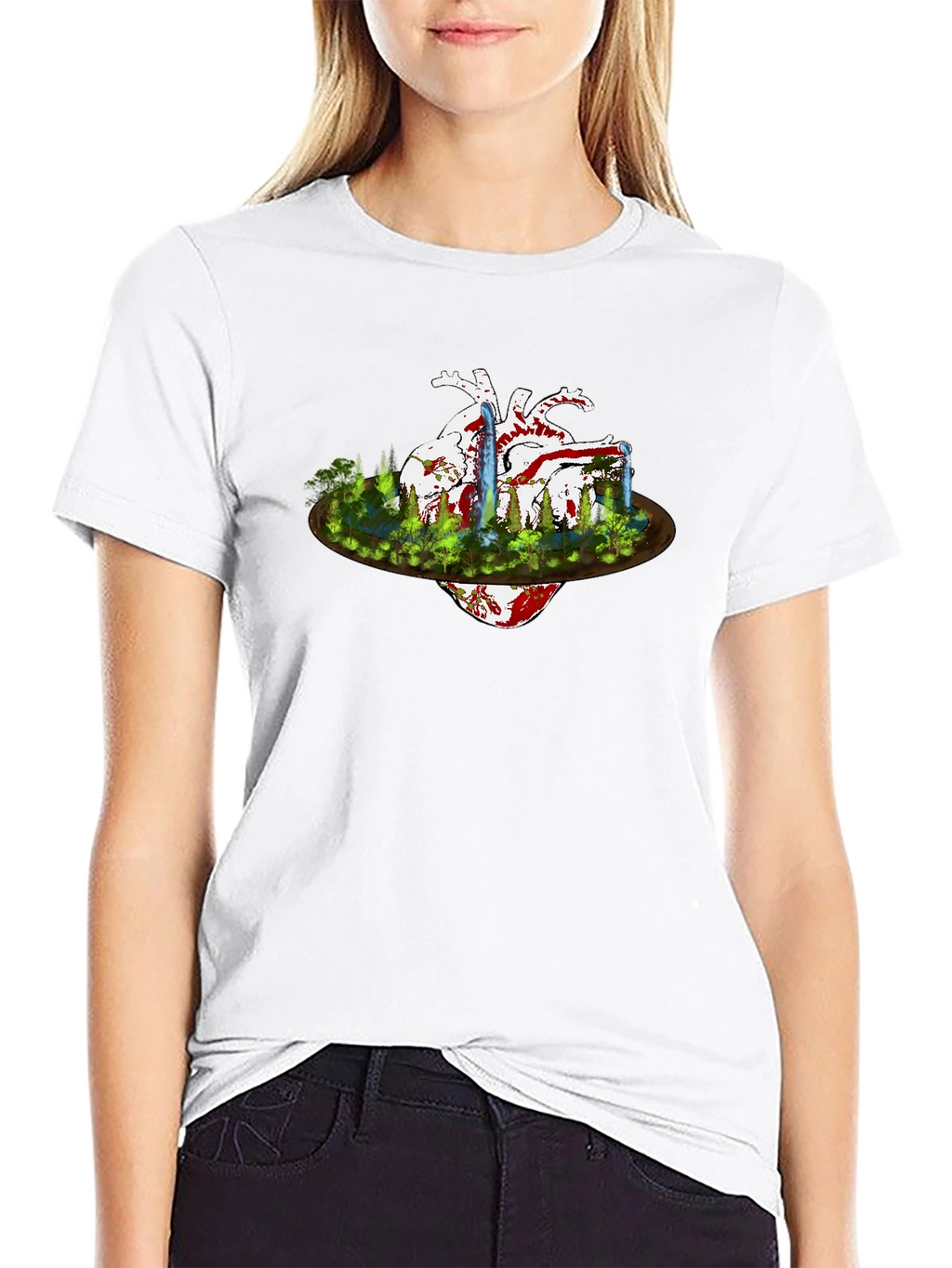 Heart & Nature Graphic Black T-Shirt