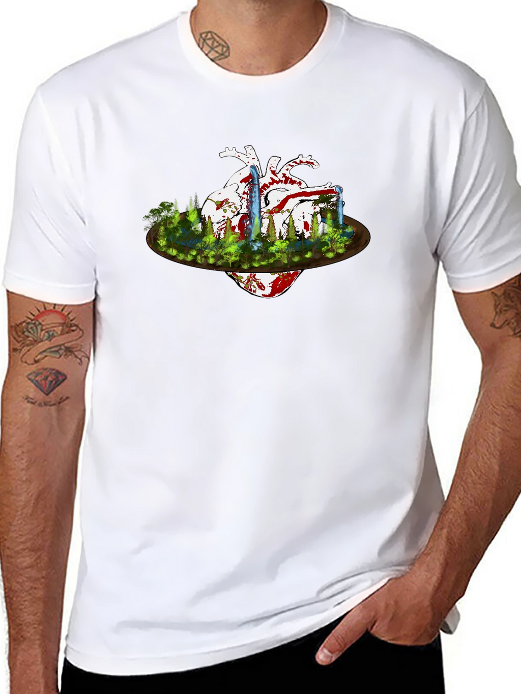 Heart & Nature Graphic Black T-Shirt