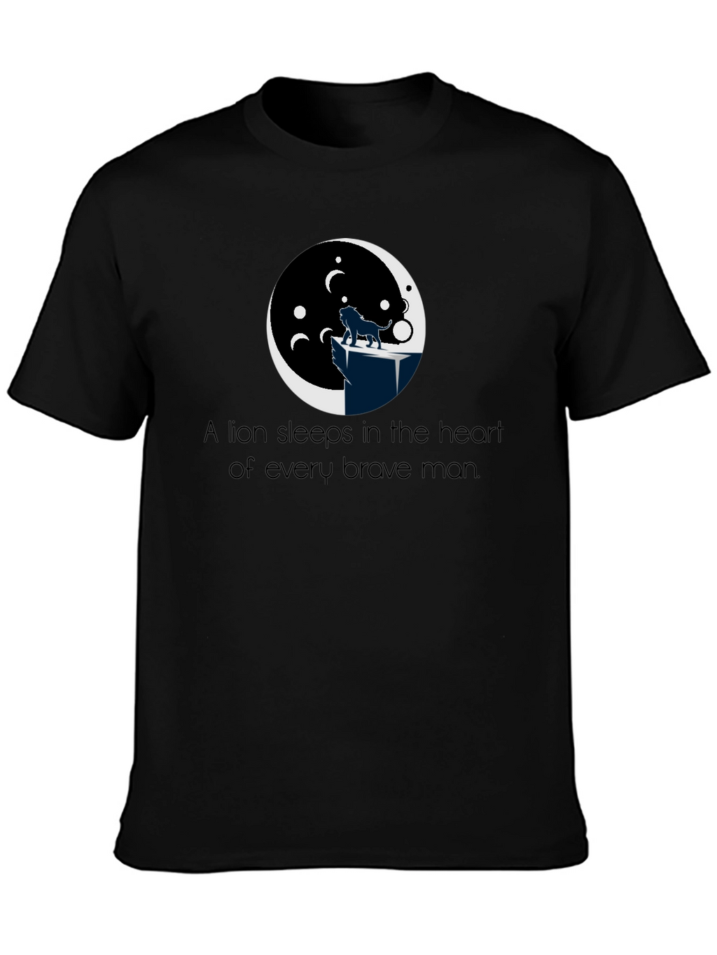 Lion Heart Mens Black T-Shirt Graphic Tee