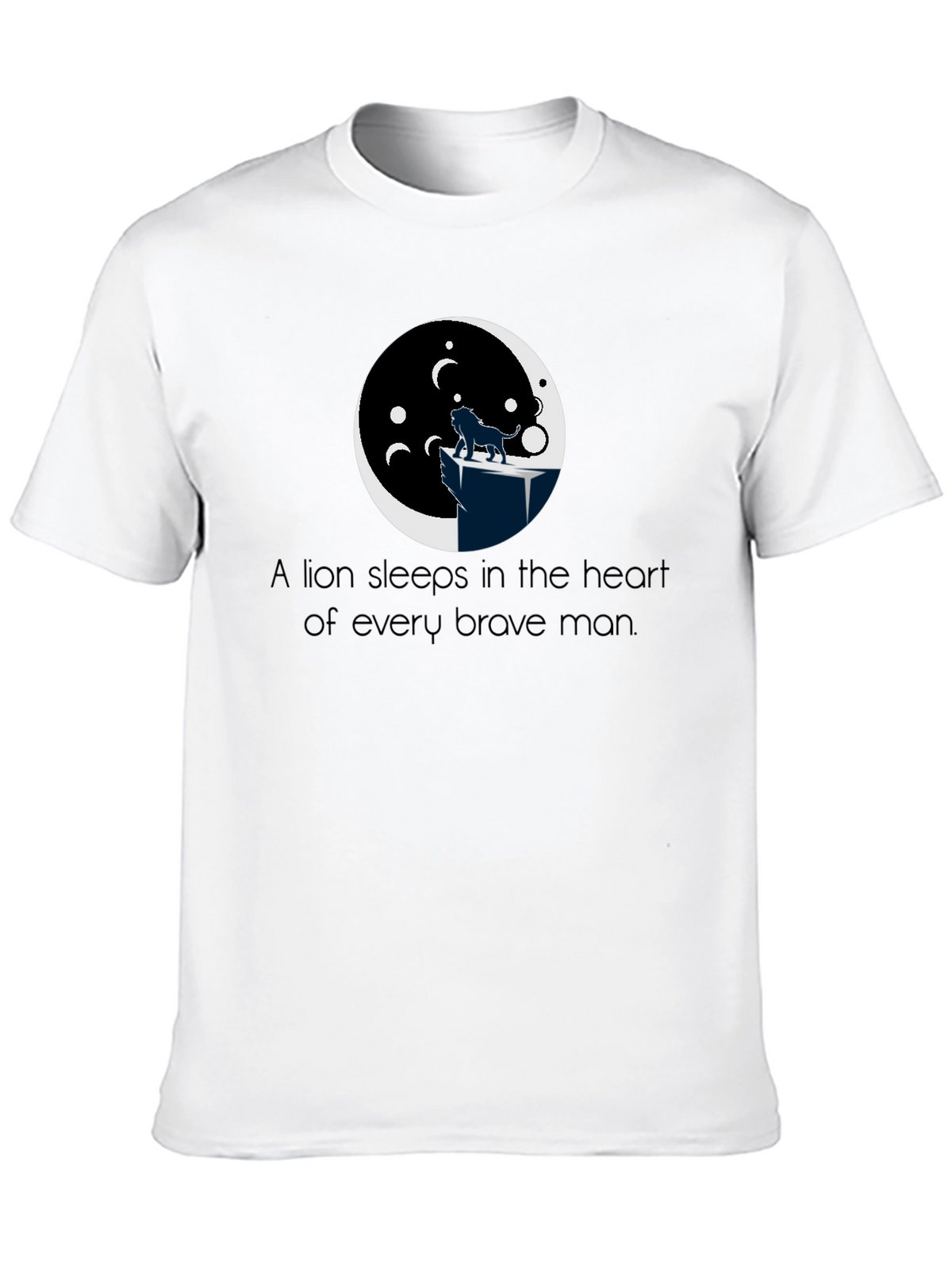 Lion Heart Mens Black T-Shirt Graphic Tee