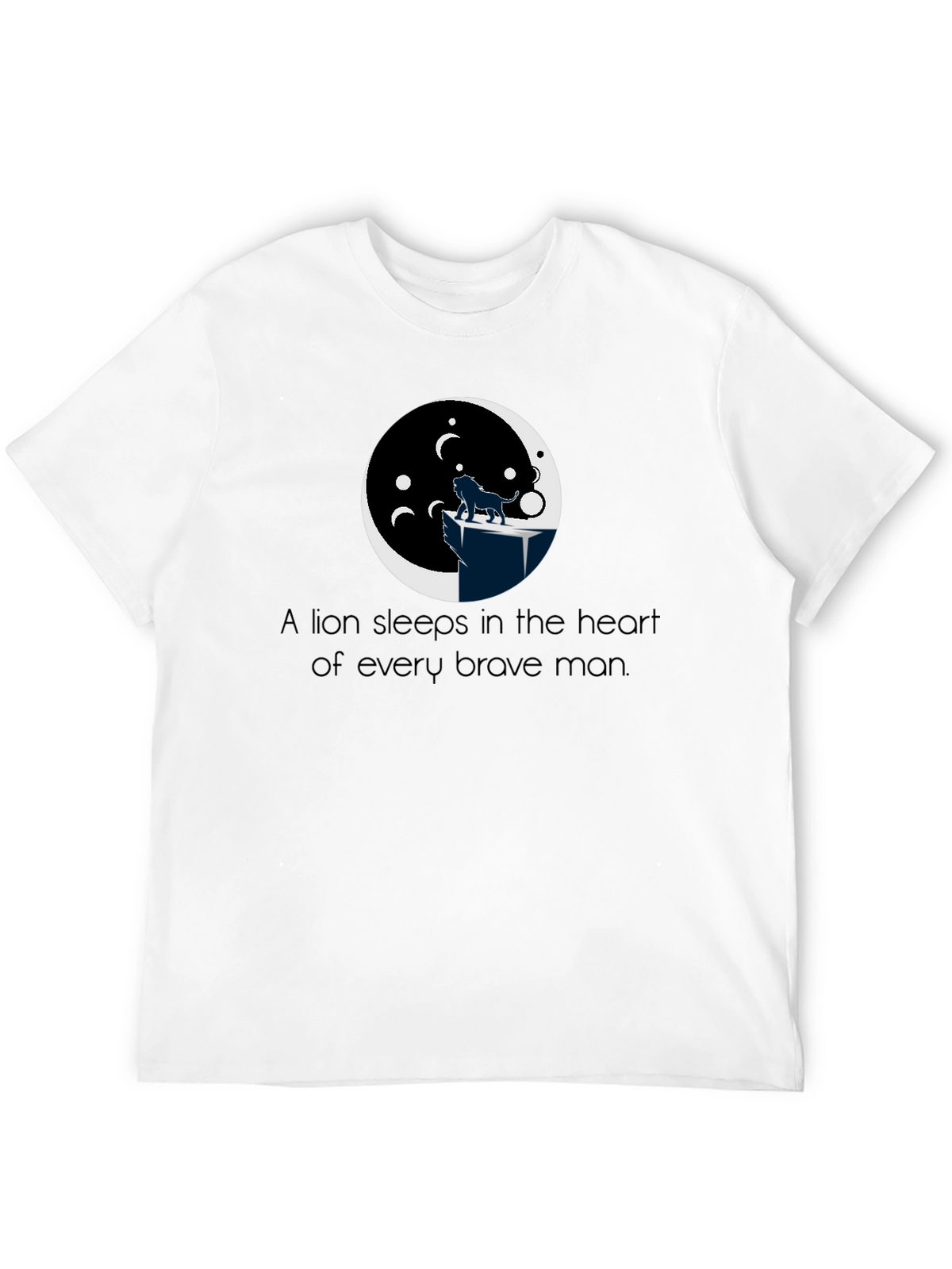 Lion Heart Mens Black T-Shirt Graphic Tee