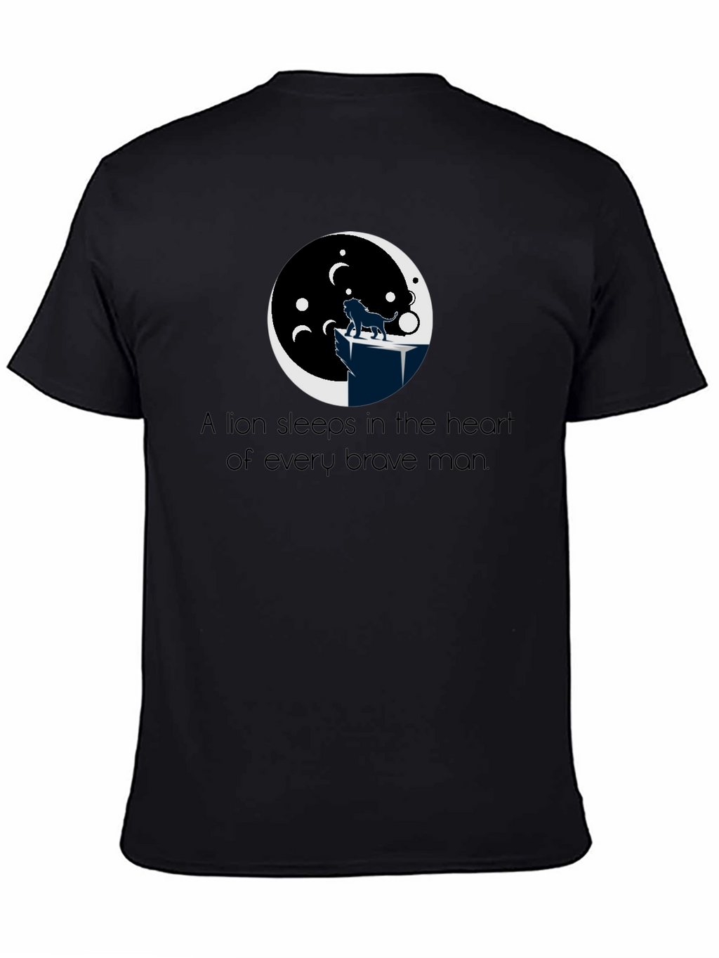 Lion Heart Mens Black T-Shirt Graphic Tee