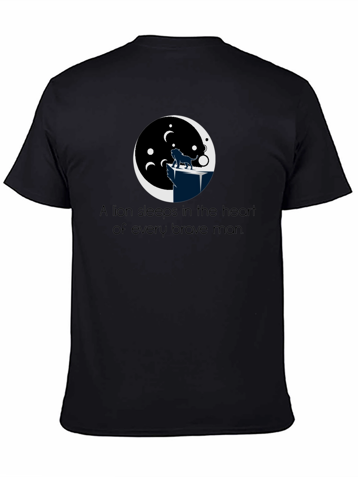 Lion Heart Mens Black T-Shirt Graphic Tee