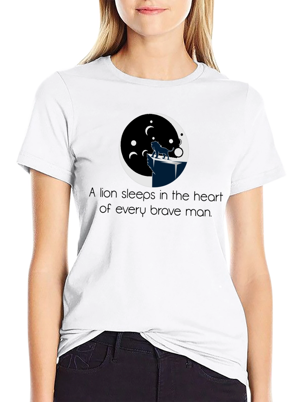 Lion Heart Mens Black T-Shirt Graphic Tee