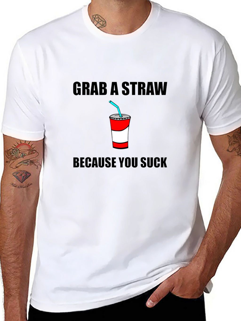 Grab A Straw T-Shirt - Funny Sarcastic Tee