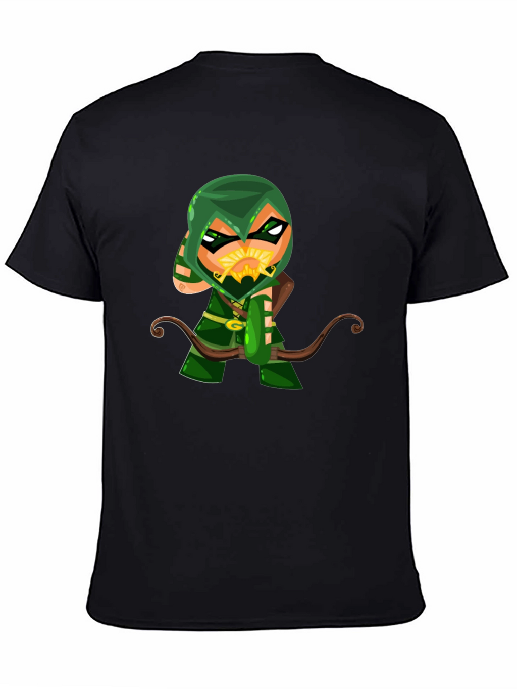 Green Arrow Cartoon Graphic Black T-Shirt