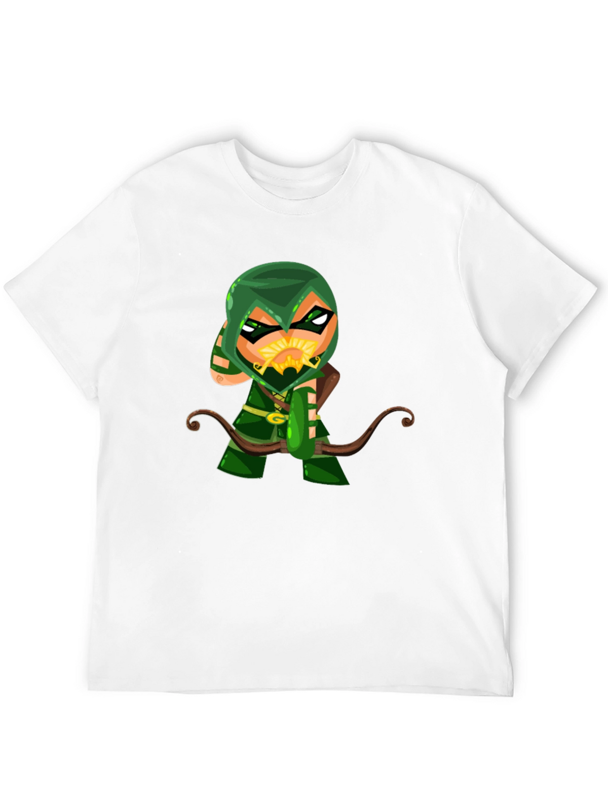 Green Arrow Cartoon Graphic Black T-Shirt