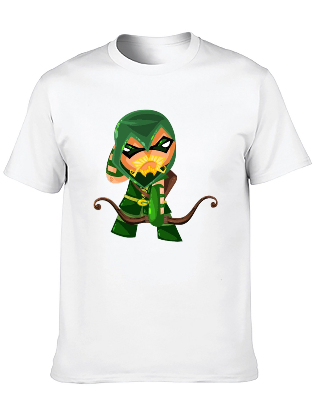 Green Arrow Cartoon Graphic Black T-Shirt