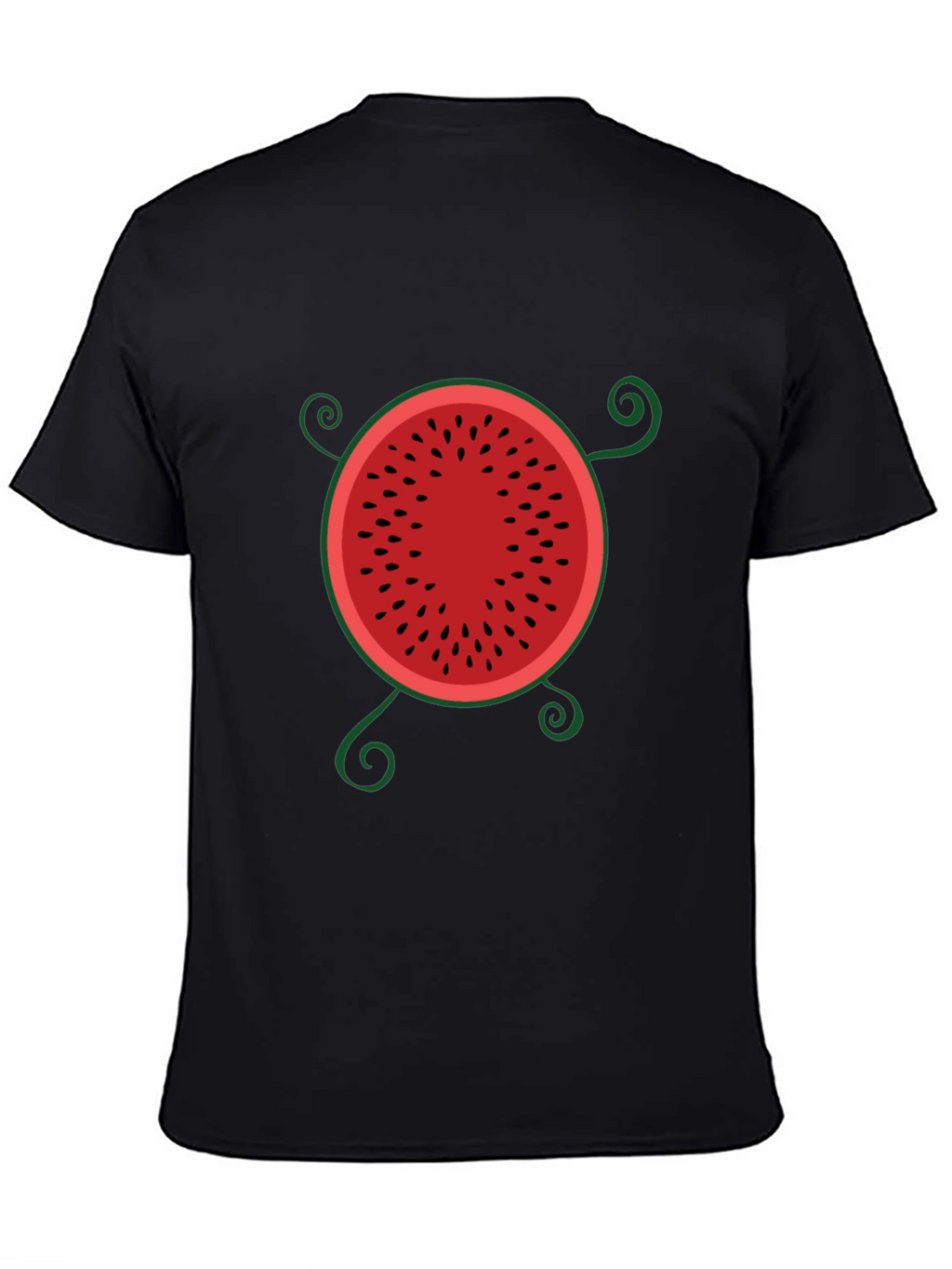 Whimsical Watermelon Graphic Tee - Black Cotton T-Shirt