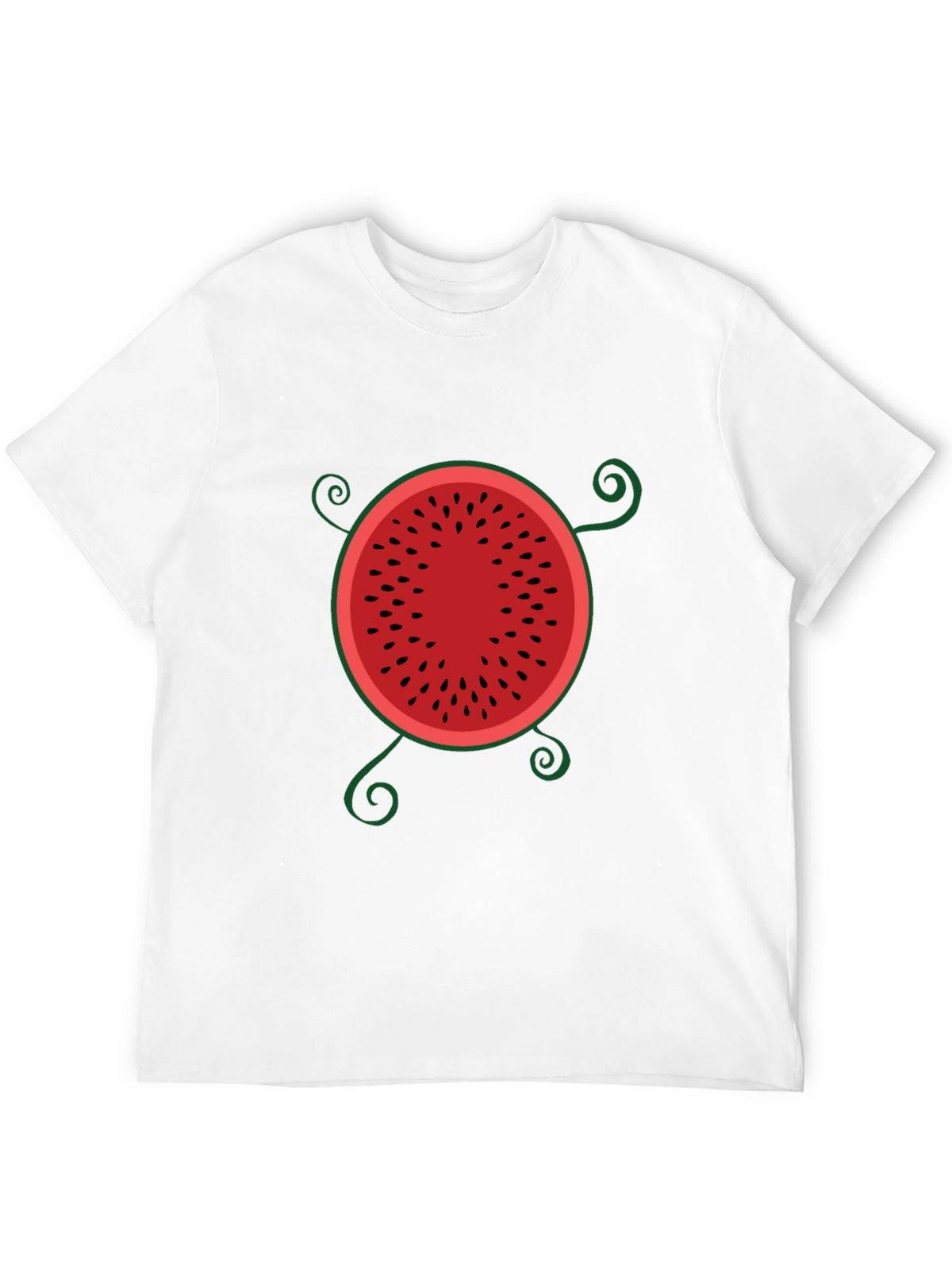Whimsical Watermelon Graphic Tee - Black Cotton T-Shirt