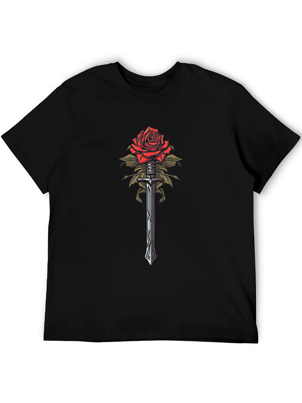 Rose and Sword Graphic Tee - Black