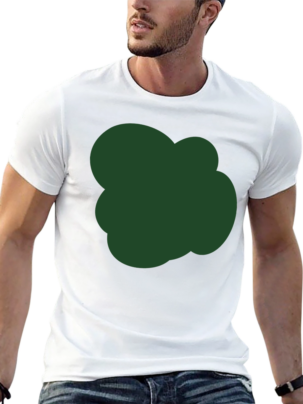 Modern Black T-Shirt with Unique Green Graphic