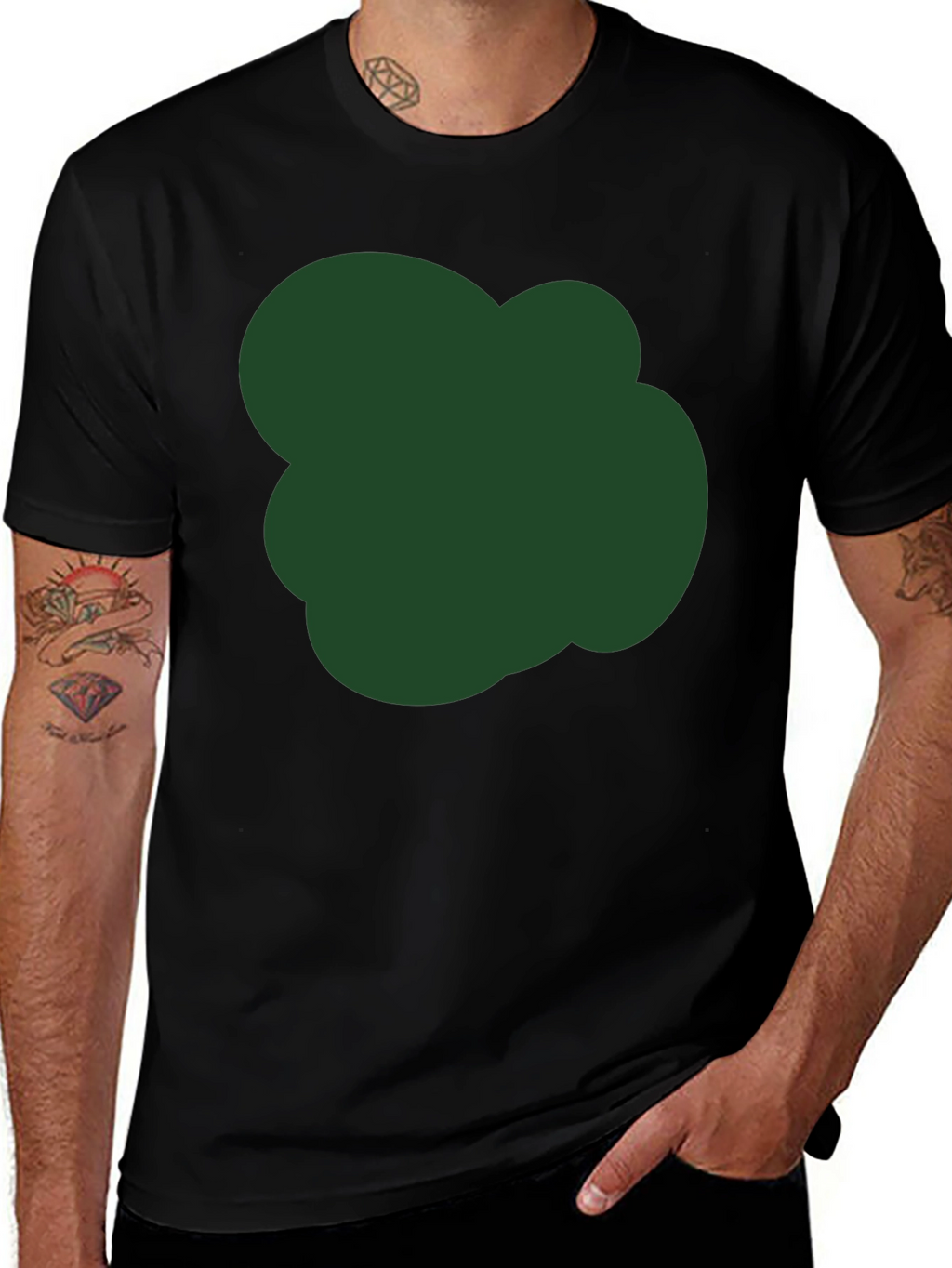 Modern Black T-Shirt with Unique Green Graphic