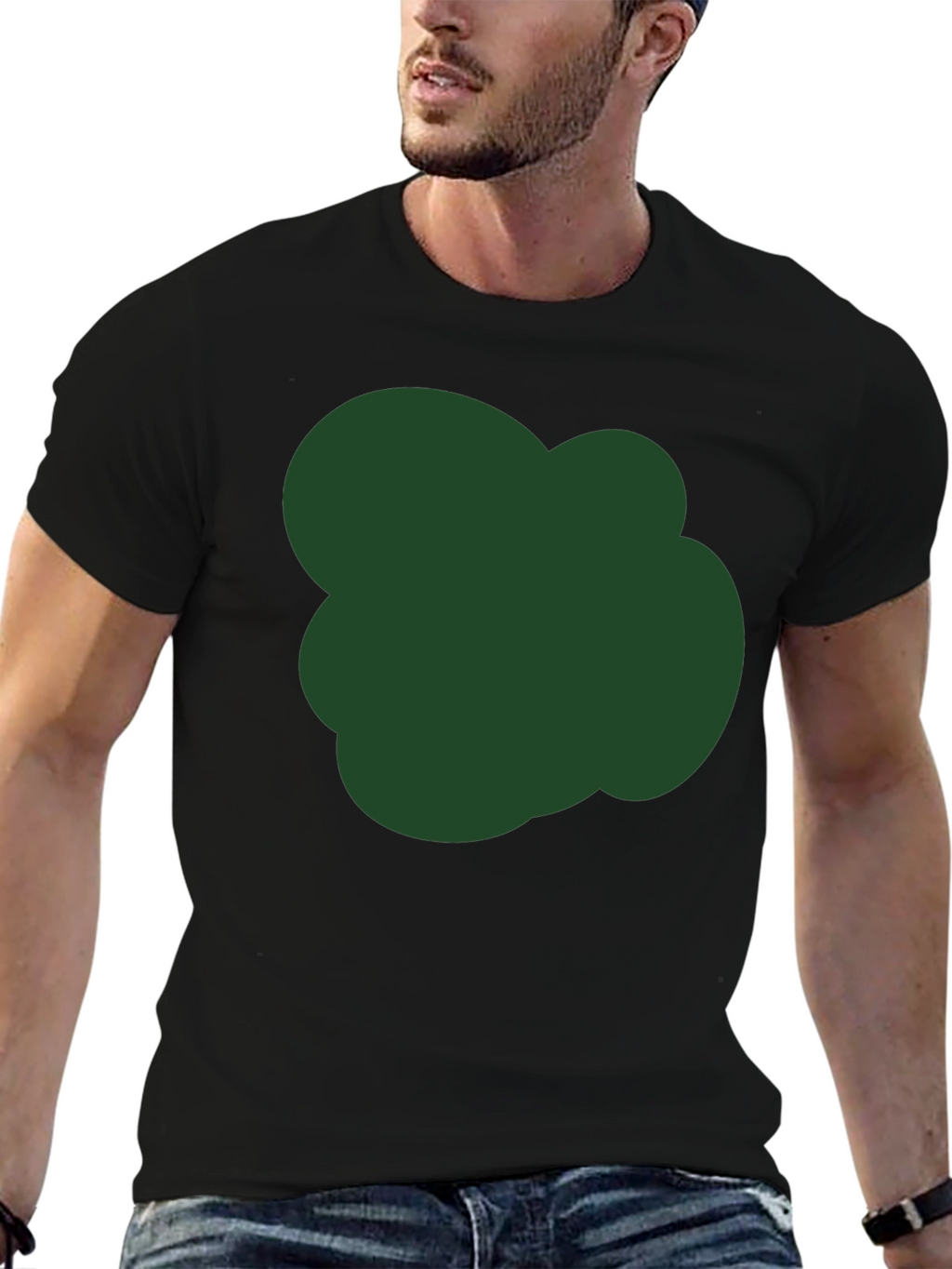 Modern Black T-Shirt with Unique Green Graphic