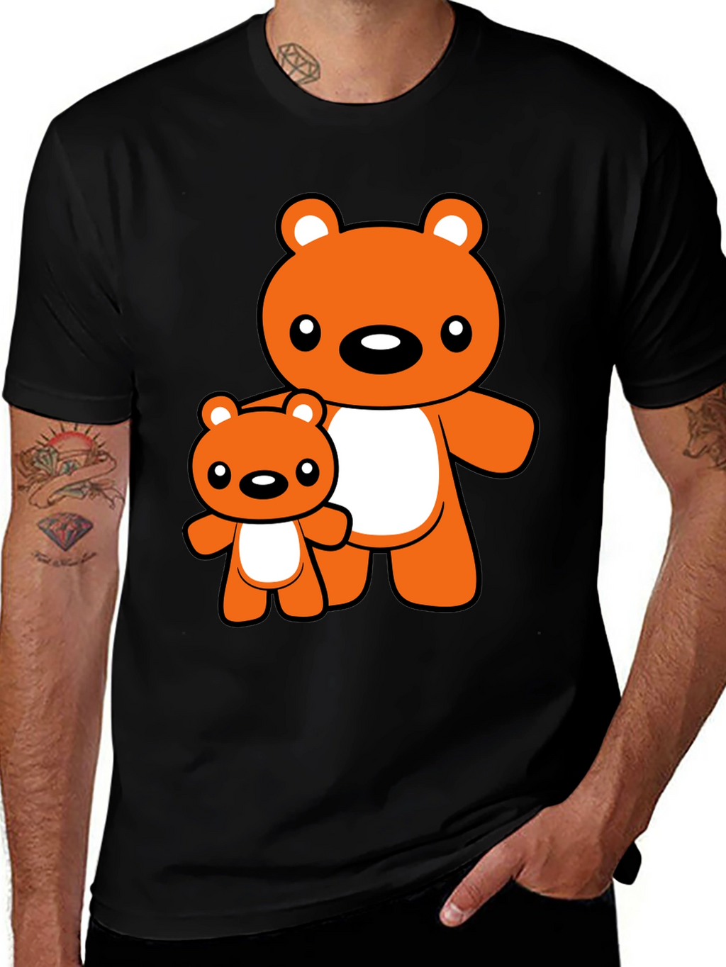 Cute Bear Graphic Tee - Black T-Shirt
