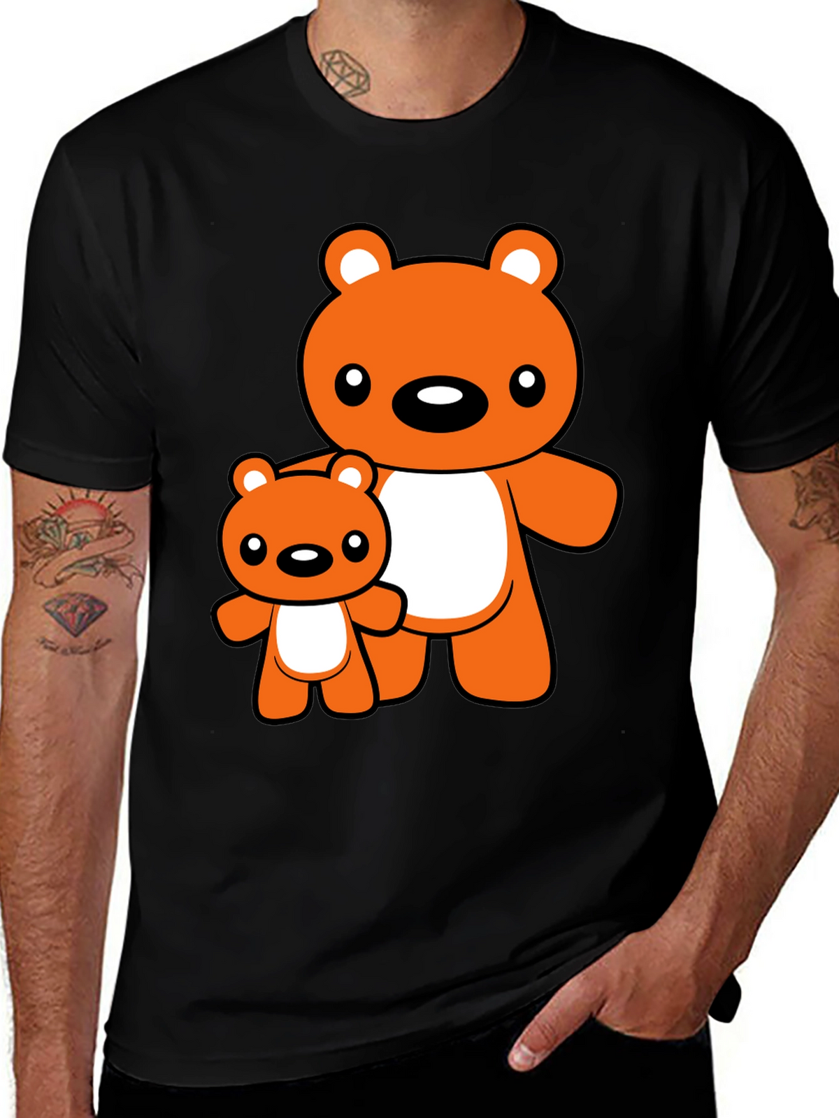 Cute Bear Graphic Tee - Black T-Shirt