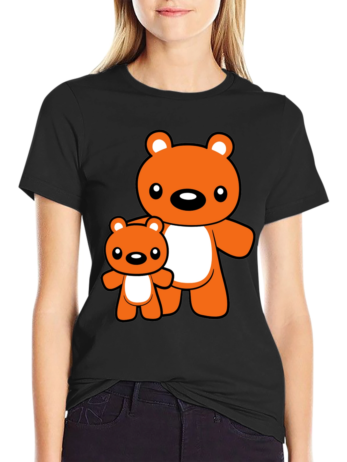 Cute Bear Graphic Tee - Black T-Shirt