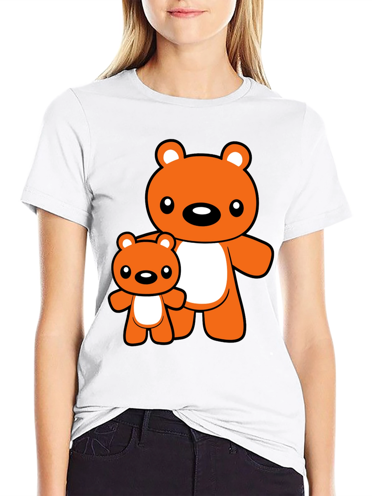 Cute Bear Graphic Tee - Black T-Shirt