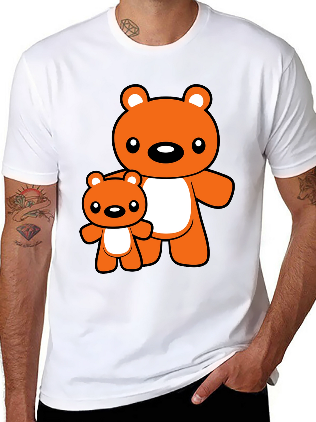 Cute Bear Graphic Tee - Black T-Shirt
