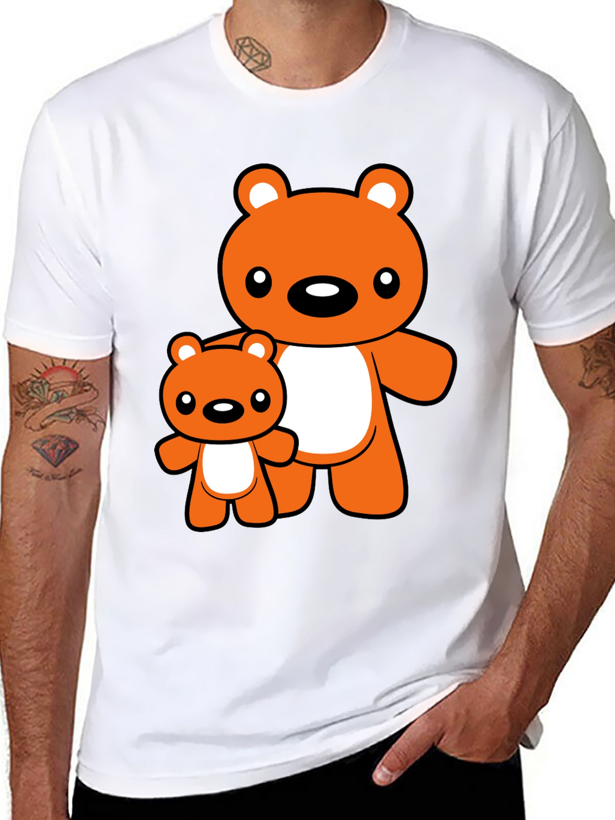 Cute Bear Graphic Tee - Black T-Shirt