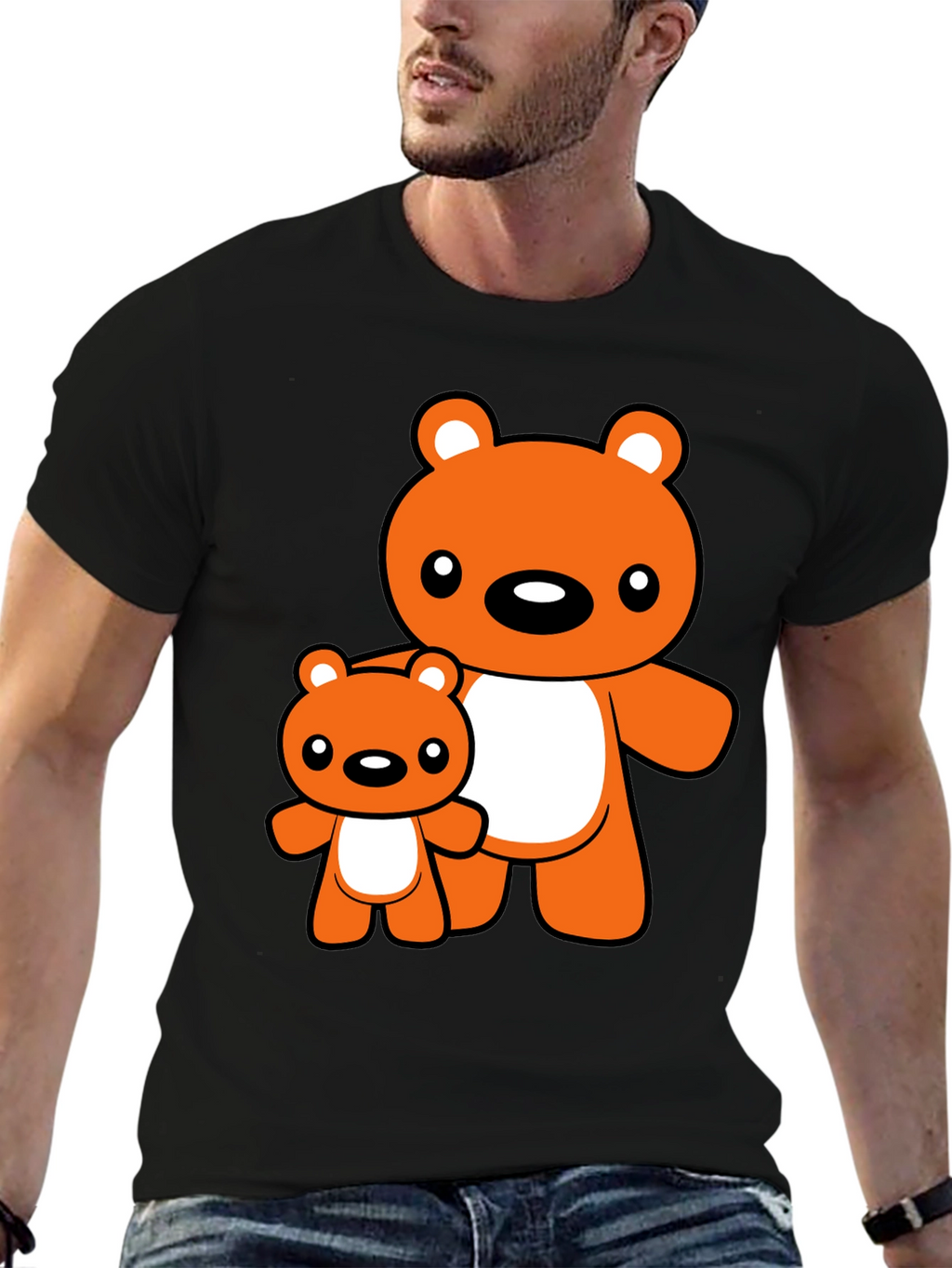 Cute Bear Graphic Tee - Black T-Shirt