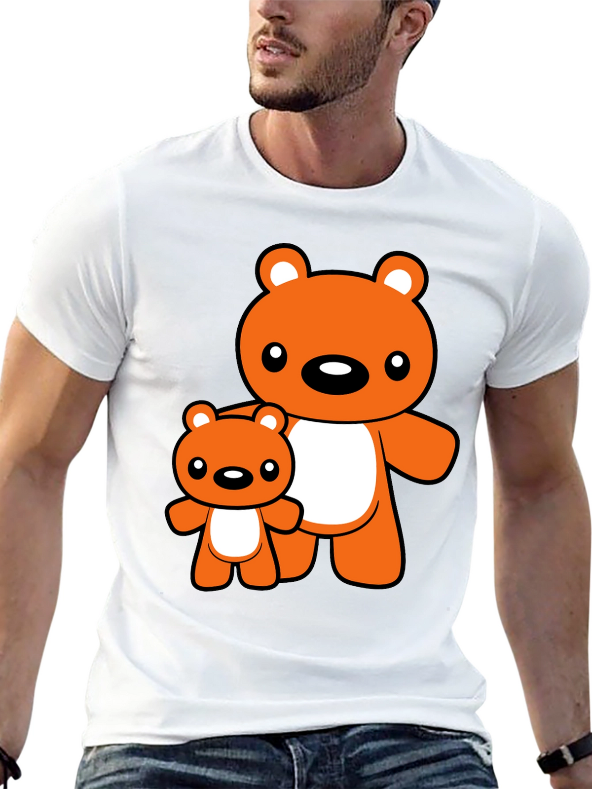 Cute Bear Graphic Tee - Black T-Shirt