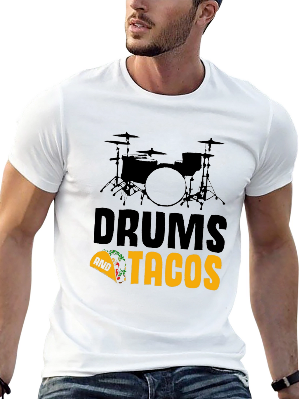 Drums and Tacos Graphic T-Shirt - Musician Foodie Tee