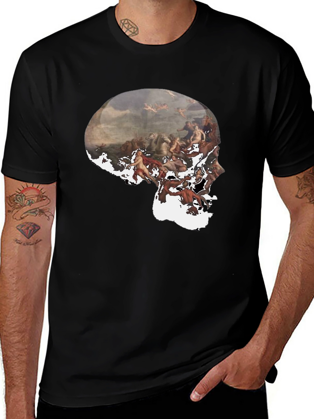 Skull Art Graphic Black T-Shirt