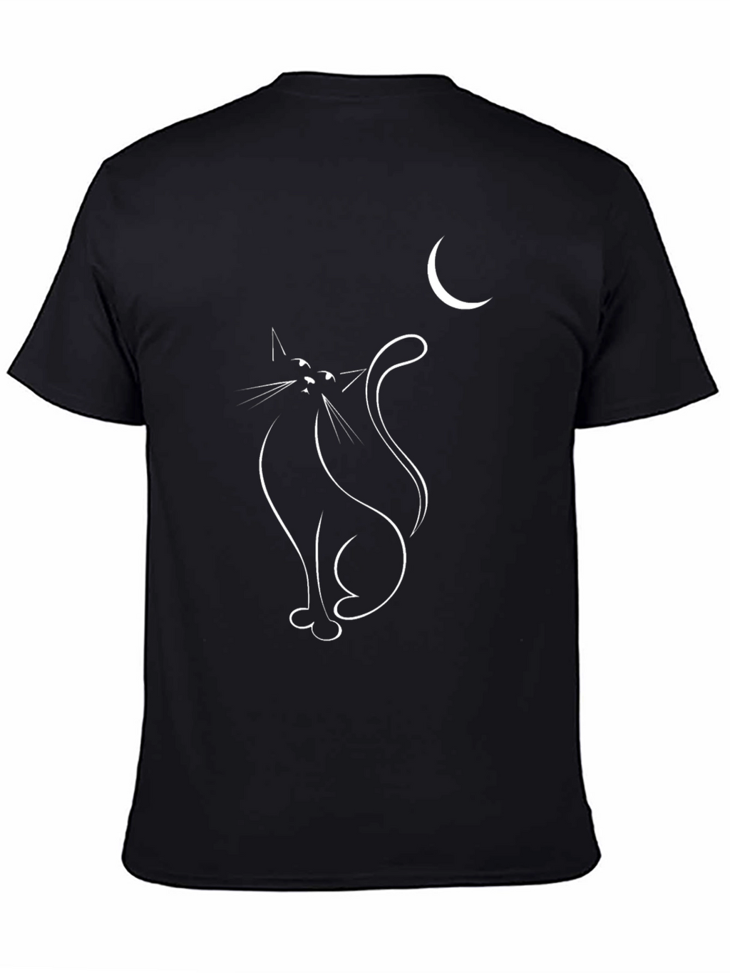 Cat and Moon Graphic Tee - Black