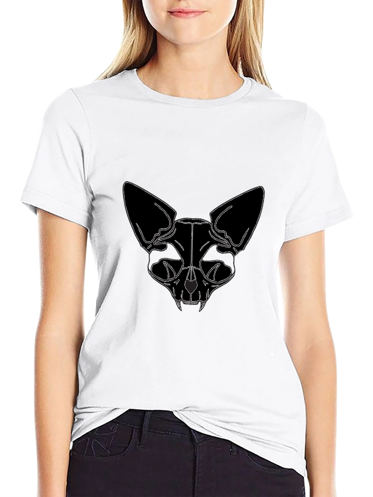 Black Cat Skull Graphic Tee