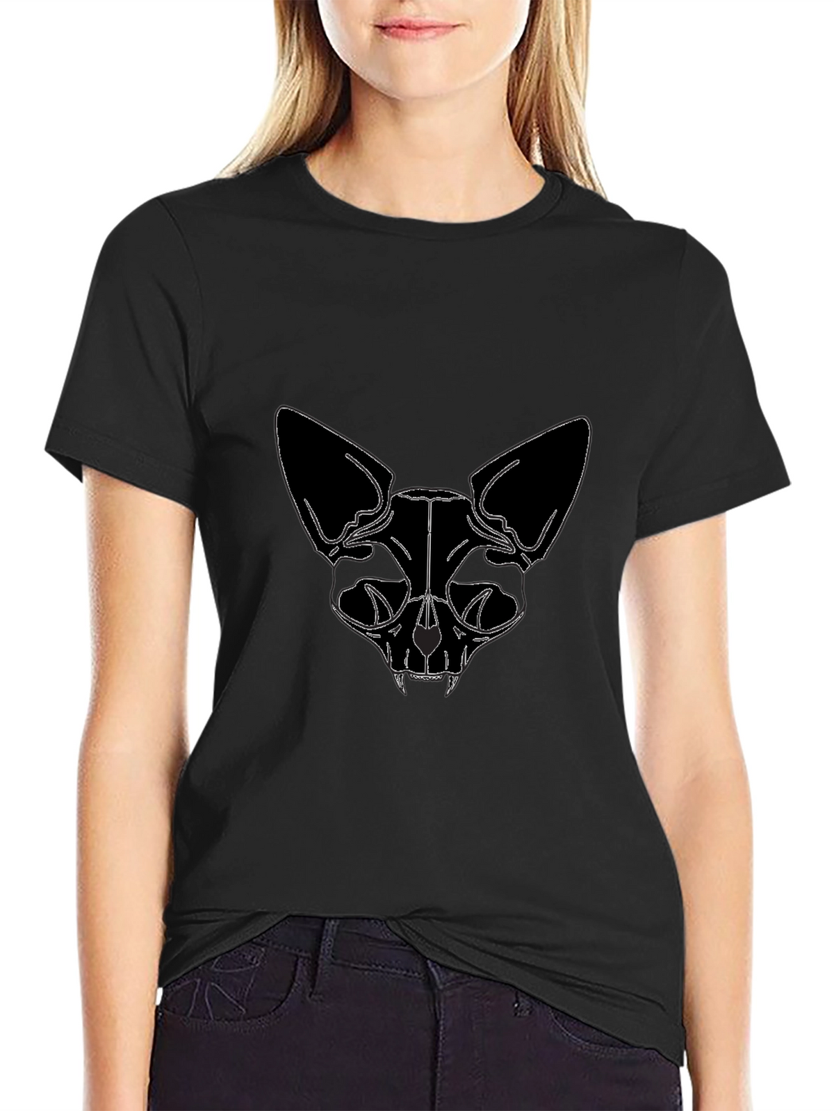 Black Cat Skull Graphic Tee