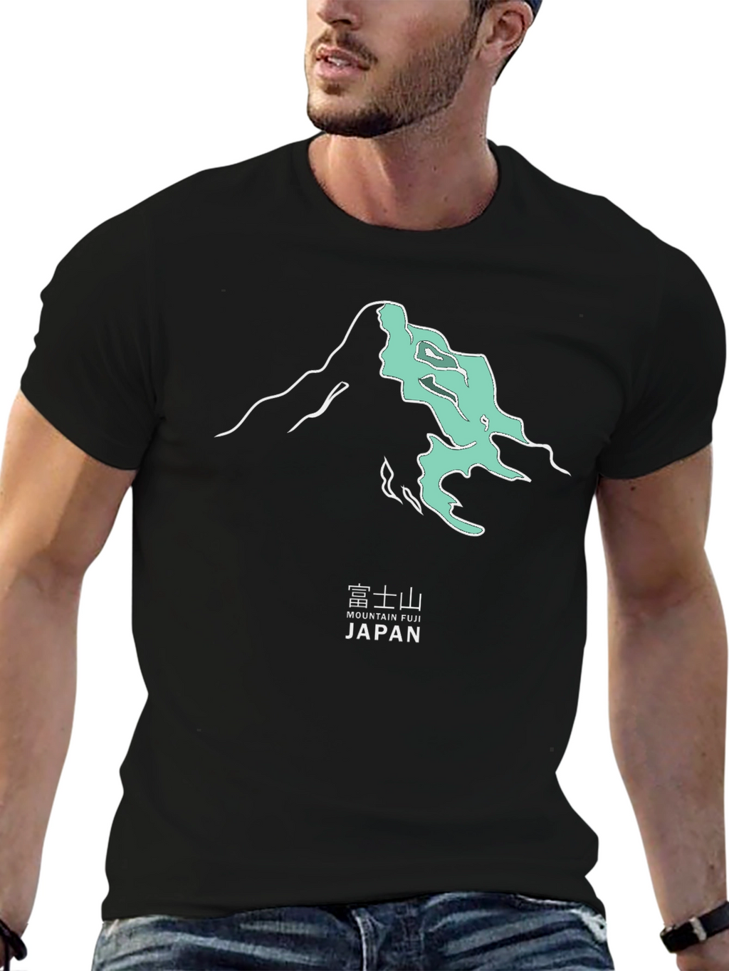 Mountain Fuji Japan Graphic Tee - Modern Black T-Shirt