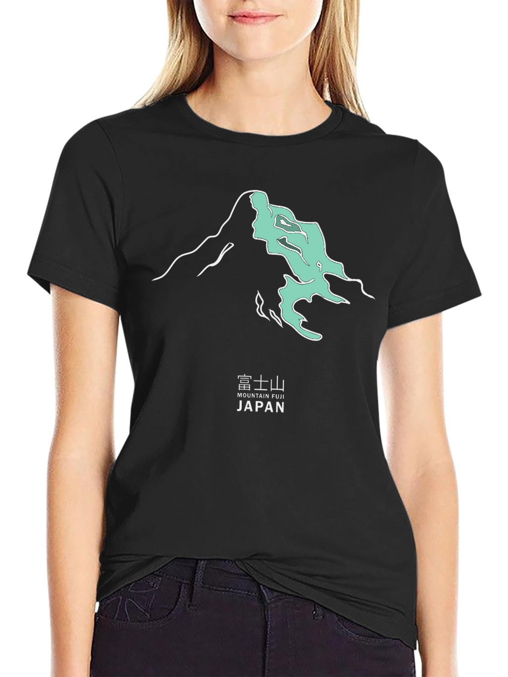 Mountain Fuji Japan Graphic Tee - Modern Black T-Shirt