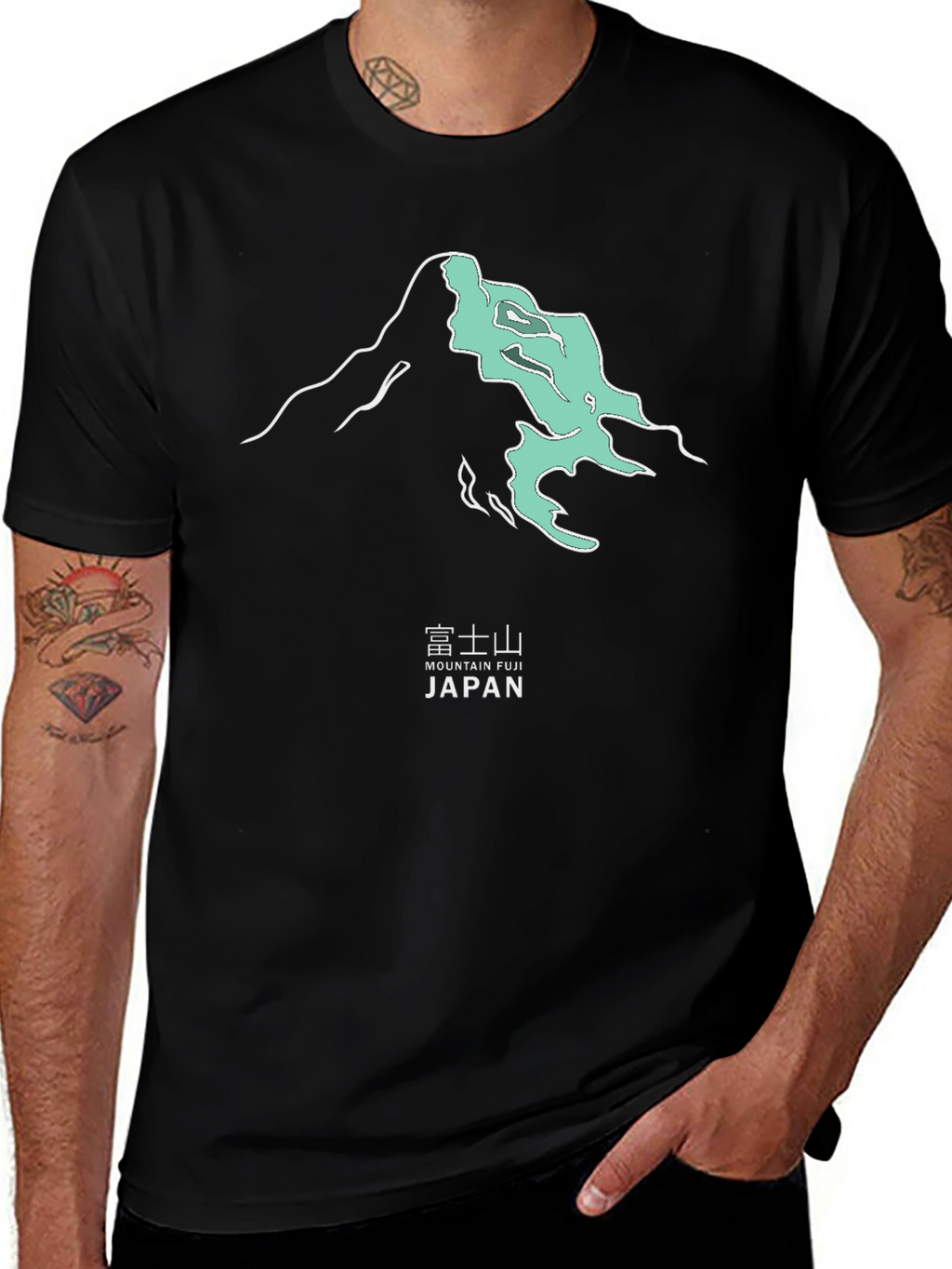 Mountain Fuji Japan Graphic Tee - Modern Black T-Shirt
