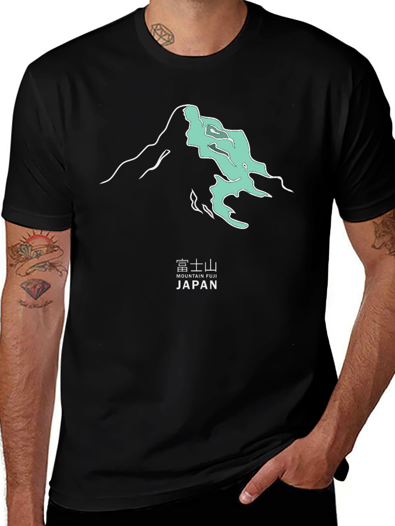 Mountain Fuji Japan Graphic Tee - Modern Black T-Shirt