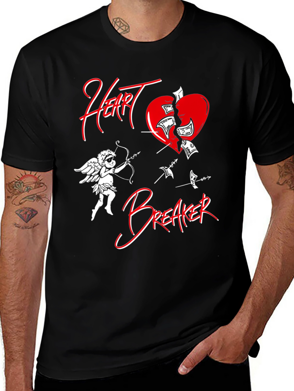 Heartbreaker Graphic Tee - Cupid Broken Heart Design