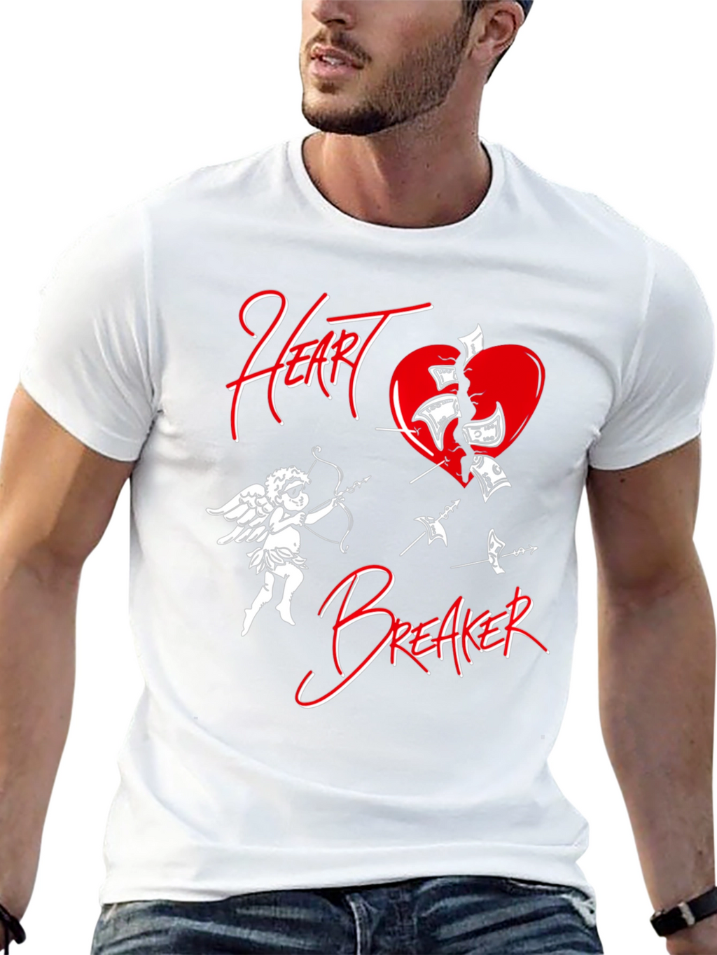 Heartbreaker Graphic Tee - Cupid Broken Heart Design