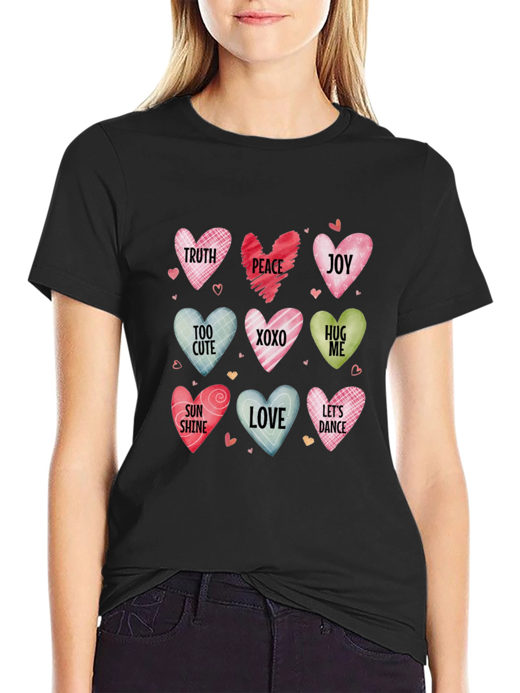 Valentines Day Candy Hearts Graphic Tee