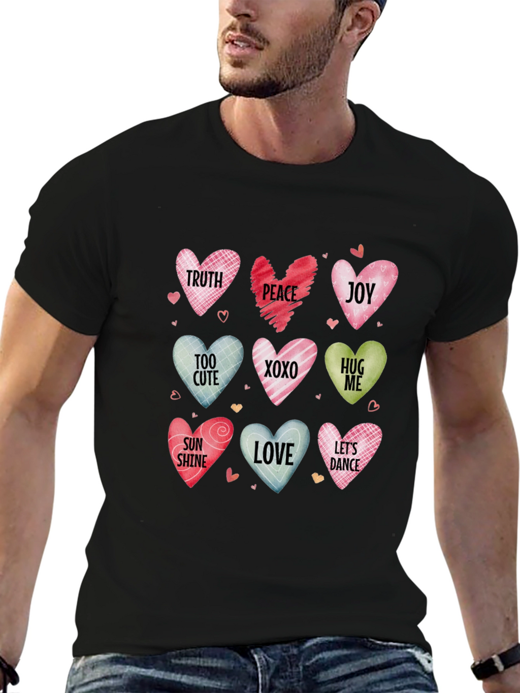 Valentines Day Candy Hearts Graphic Tee
