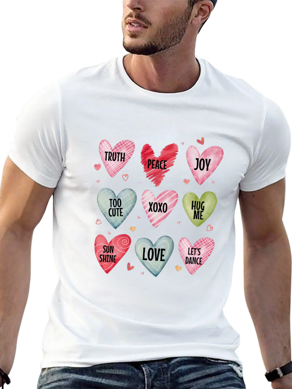 Valentines Day Candy Hearts Graphic Tee