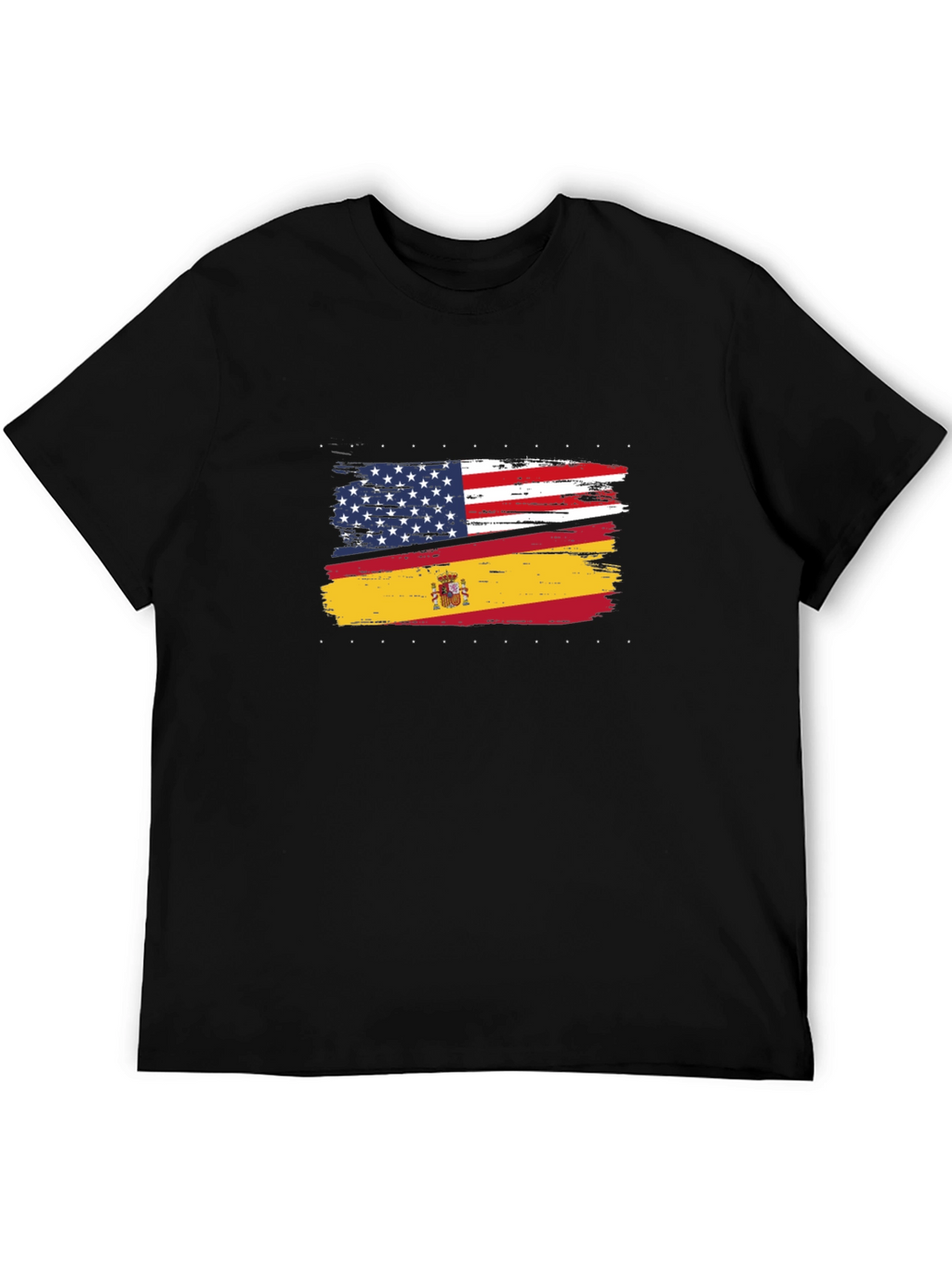 USA & Spain Flags Distressed T-Shirt