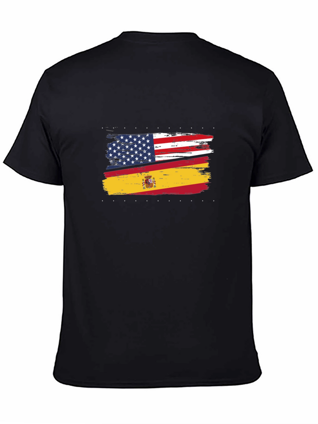 USA & Spain Flags Distressed T-Shirt