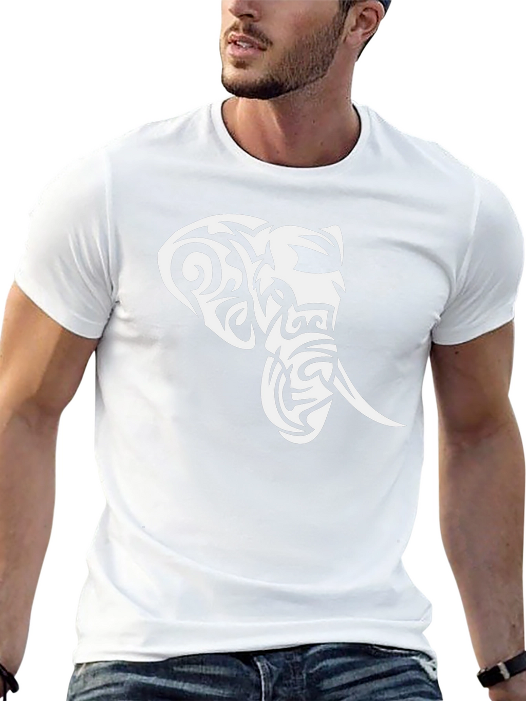 Tribal Elephant Graphic Black T-Shirt
